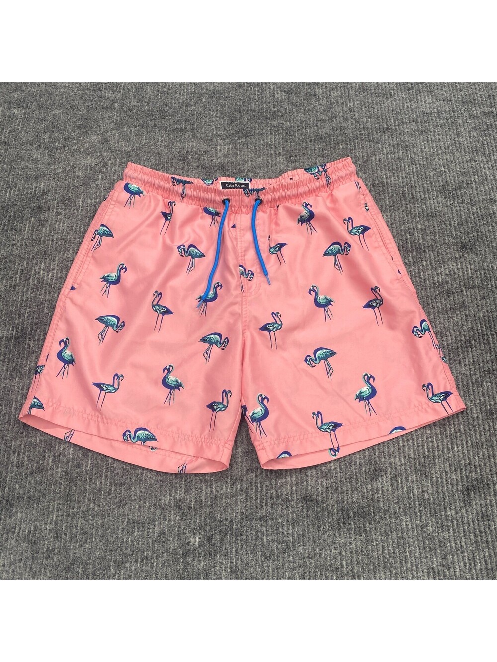 Lot Of 2 Club Room Swim Trunks Lined Shorts Men M Blue Pink Flamingo AOP Pockets - Picture 3 of 14